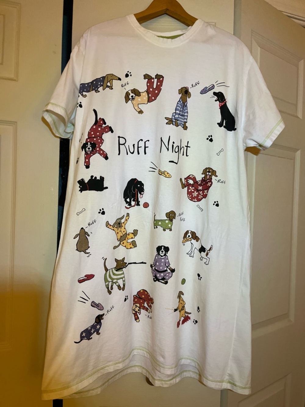 Hatley White "Ruff Night" Dog Print Nightshirt